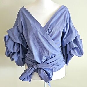 Stores plaid statement sleeve top